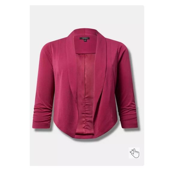 Torrid Pink Studio Crepe Cropped Classic Blazer Jacket Sz.4 - Picture 6 of 16